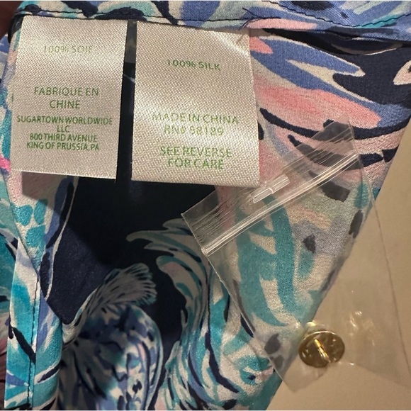 Lilly Pulitzer NWT Women's Elsa Top Size XXS - High Tide Navy Party In Paradise - Picture 5 of 9